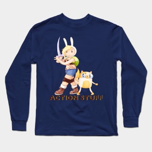 Action Stuff!! Fionna and Cake / Adventure Time fan art Long Sleeve T-Shirt